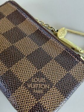 Louis Vuitton Brown Damier Ebene Key Pouch with Gold Hardware